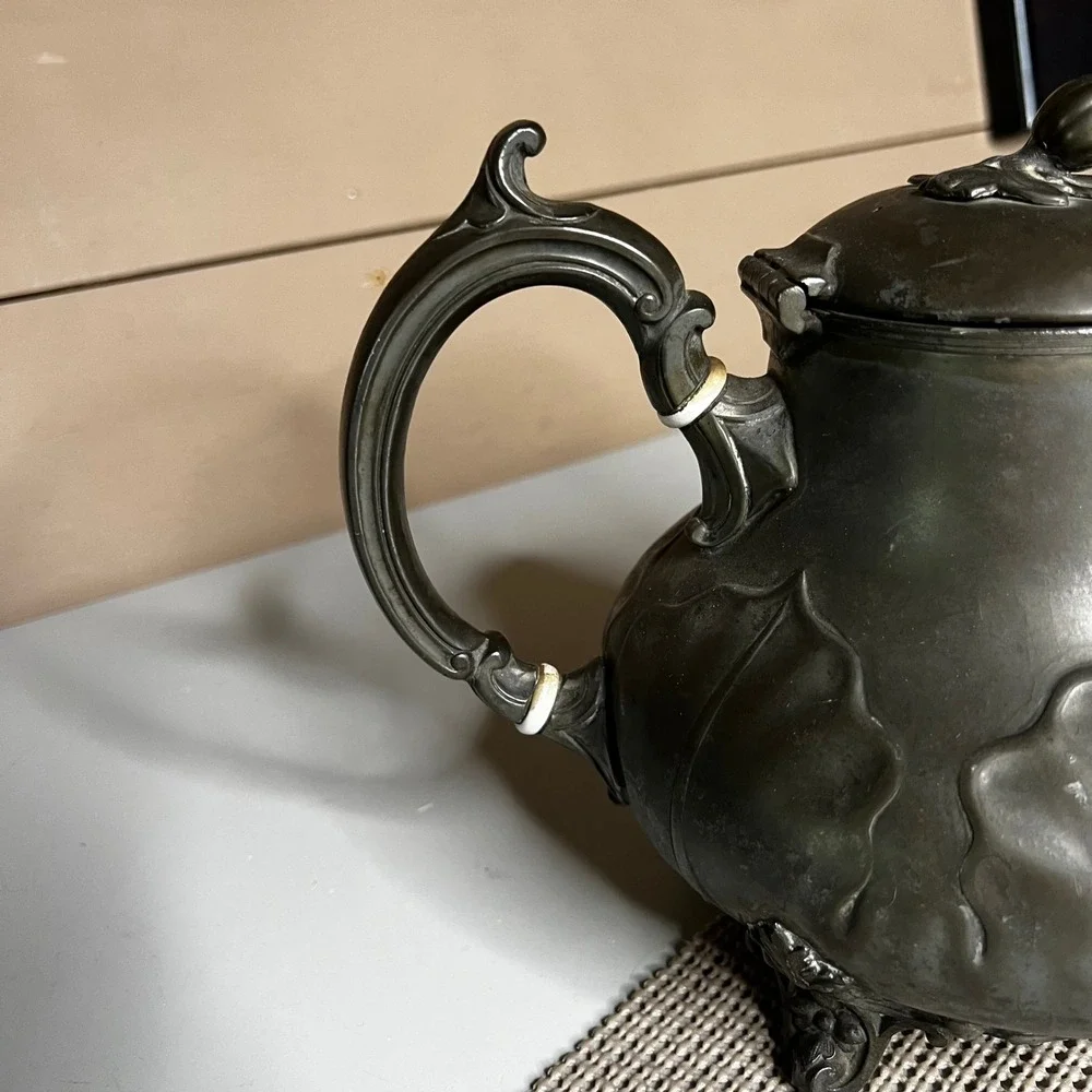 Antique Philip Ashberry & Sons Sheffield Britannia Metal Teapot 219 7 Victorian